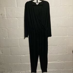 Abound Black Pajama Cozy Jumpsuit with Pockets - Size L